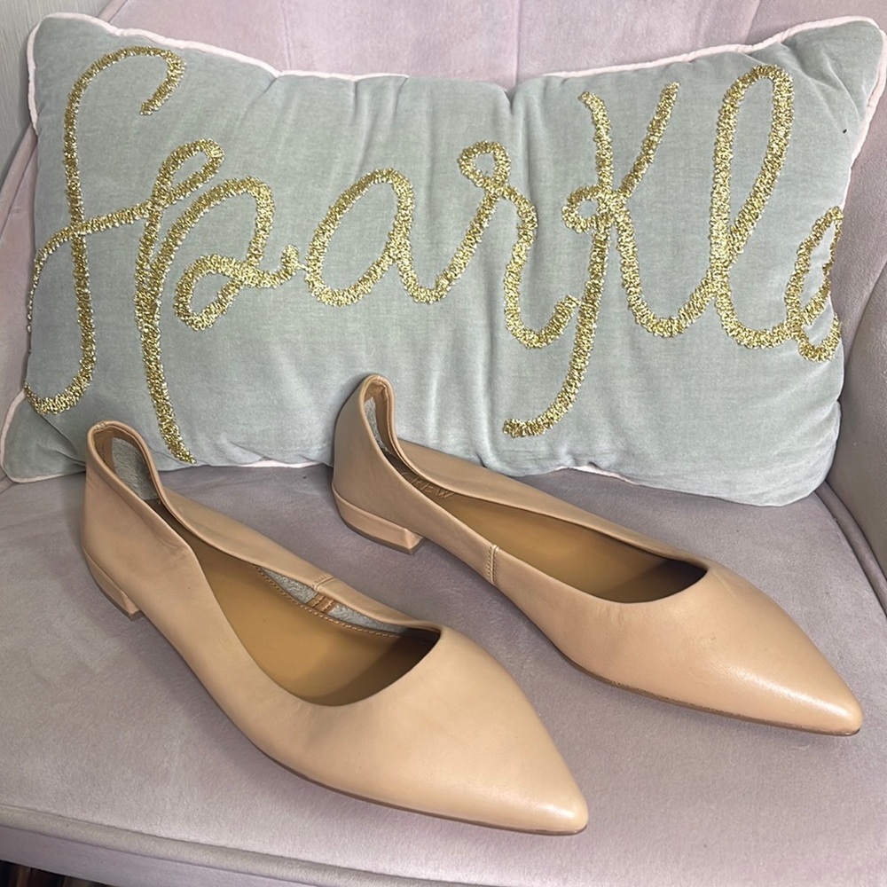 J crew nude tan pointy flats kitten heel new size 9